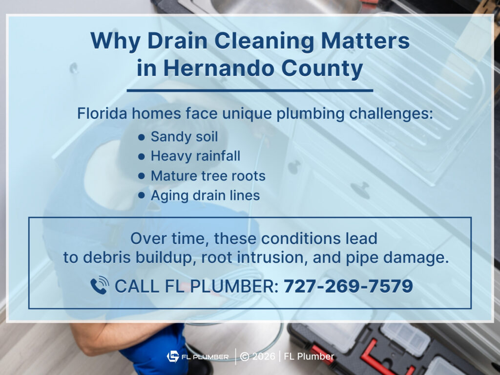 Plumber works below sink with tools- four reasons drain cleaning matters in Hernando County.