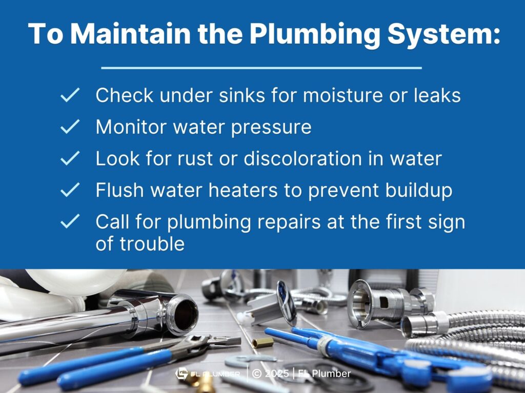 Various plumbing tools lying on floor- 5 ways to maintain a residential plumbing system.