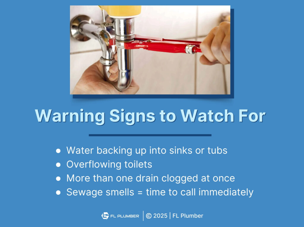 Plumber tightening sink drain pipe- four warning signs to watch for.