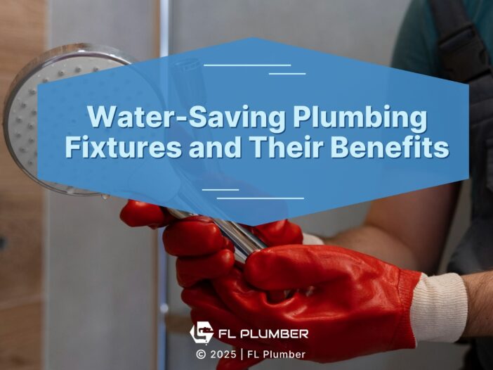 Featured: Plumber holding shower mixer top- Water-saving fixtures and their benefits.